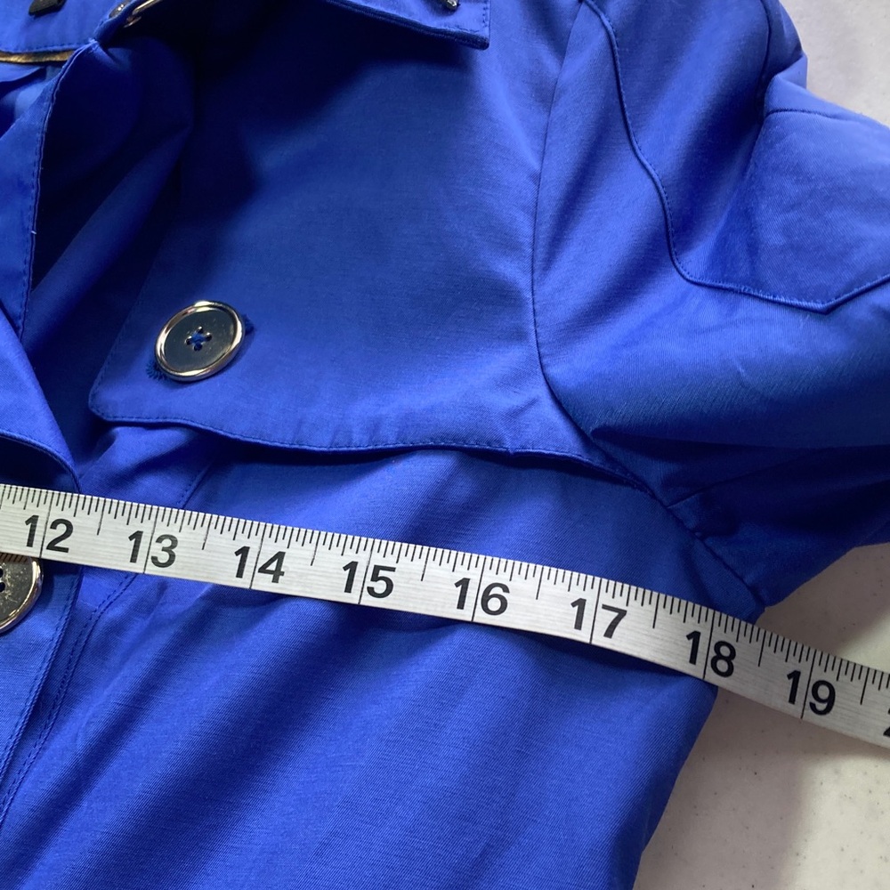 Sam Edelman Royal Blue Trench Coat with Studded Collar - Picture 12 of 13